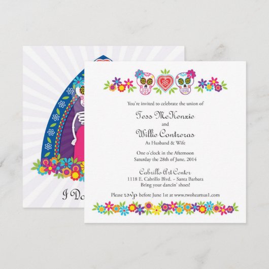 Custom Sugar Skulls and Flowers - Purple Bkgnd (Front/Back)