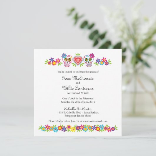 Custom Sugar Skulls and Flowers - Purple Bkgnd (Standing Front)