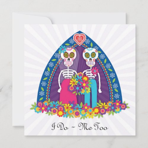 Custom Sugar Skulls and Flowers - Purple Bkgnd Custom Invitation
