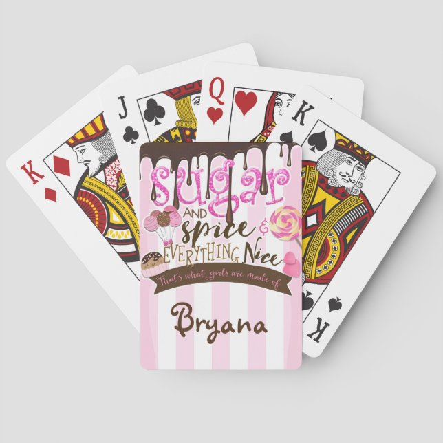 Custom Sugar & Spice Girls Pink Playing Cards (Back)
