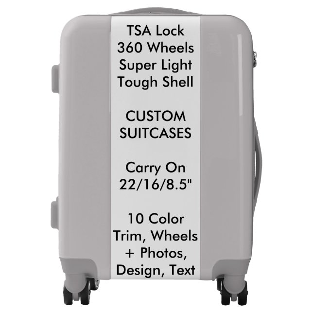 Custom Suitcase - SILVER Carry On w/ GRAY Trim (Front)