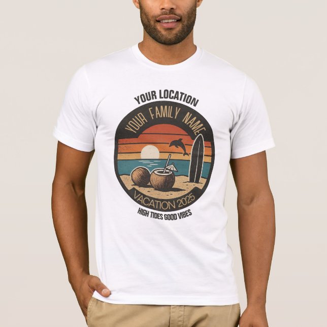 Custom Summer 2025 Family Beach Vacation Retro T-Shirt (Front)