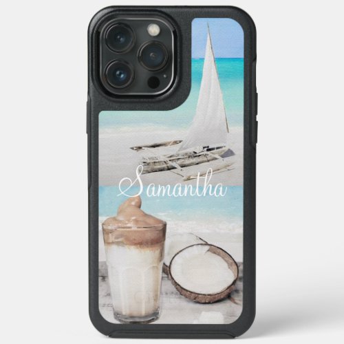 Custom Summer Beach Coconut Drink Happy Hour iPhone 13 Pro Max Case