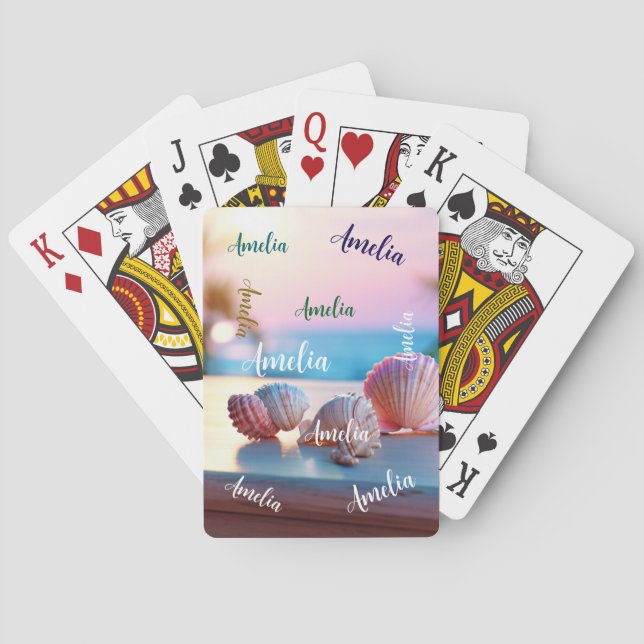 Custom Summer Beach Elegant Poker Cards (Back)