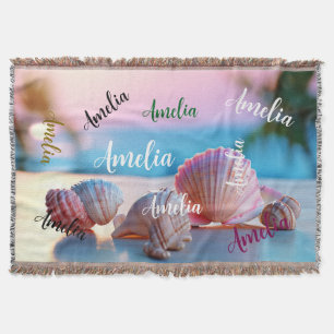 Custom Summer Beach Elegant Throw Blanket