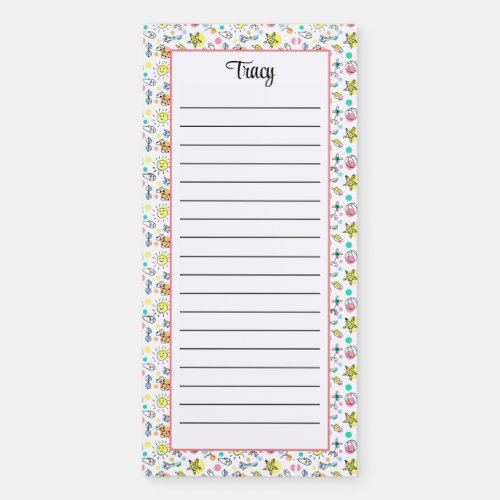 Custom Summer Beach Pattern Lined Magnetic Notepad