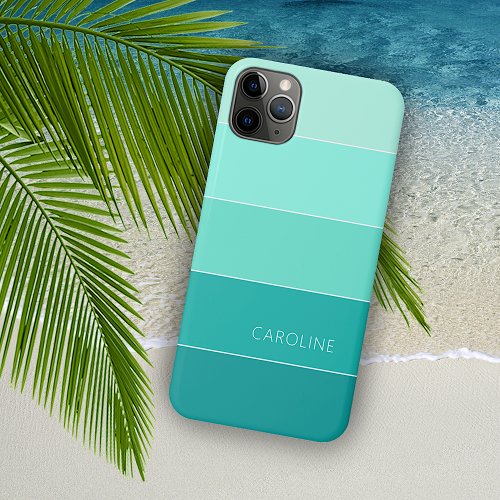 Custom Summer Blue Aqua Ocean Turquoise Stripes iPhone 15 Plus Case