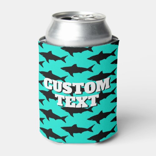 Custom summer can cooler with shark silhouettes