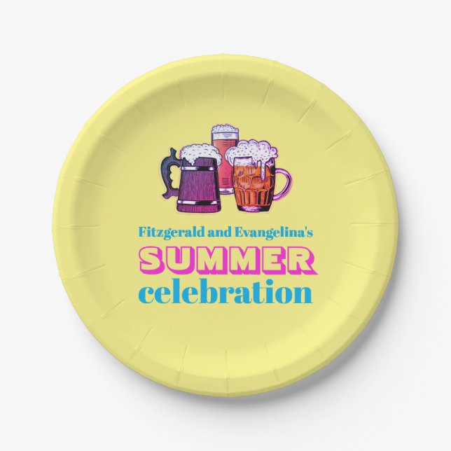 Custom Summer Celebration BEERS  Paper Plates (Front)