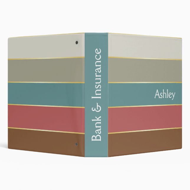 Custom Summer Color Block Stripes 3 Ring Binder (Background)