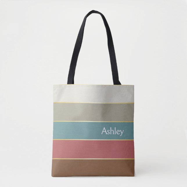 Custom Summer Color Block Stripes Tote Bag (Front)