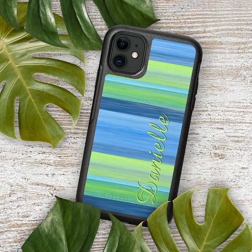 Custom Summer Colorful Hip Stripes Art Pattern OtterBox Symmetry iPhone 11 Case