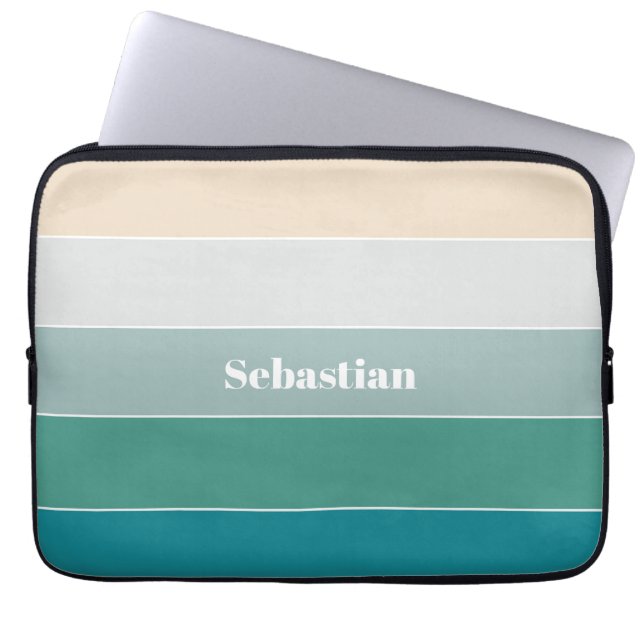 Custom Summer Colors Color Block Stripes Laptop Sleeve (Front)