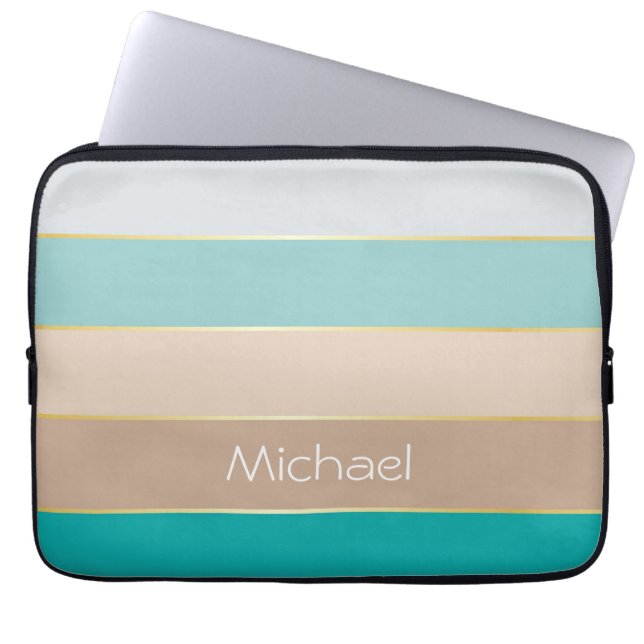Custom Summer Colors Color Block Stripes Laptop Sleeve (Front)
