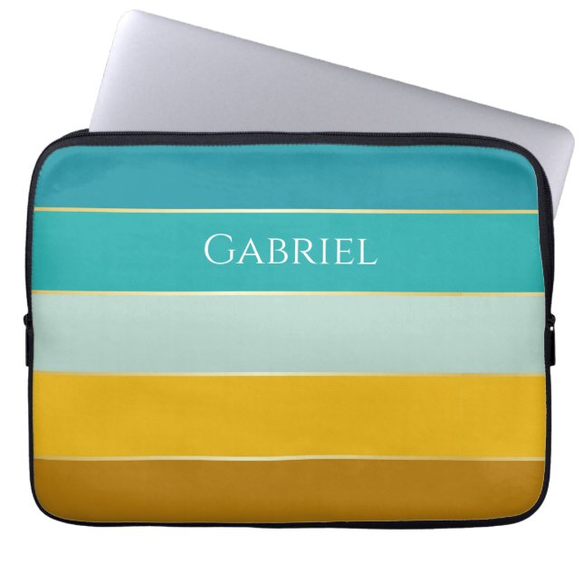Custom Summer Colors Color Block Stripes Laptop Sleeve (Front)
