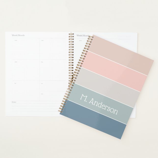 Custom Summer Colors Color Block Stripes Planner (Display)