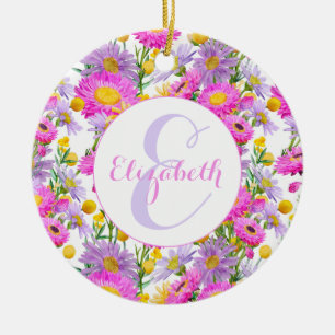 Custom Summer Cottage Garden White Ceramic Ornament