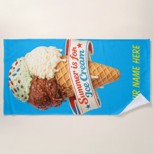 Custom Summer is for Ice Cream Beach Towel