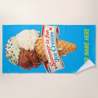 Custom Summer is for Ice Cream Beach Towel