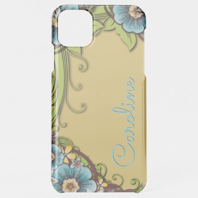 Custom Summer Lime Green Turquoise Floral Pattern Uncommon iPhone Case (Back)