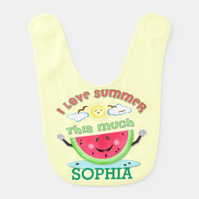 Custom Summer Love Baby Bib (Front)