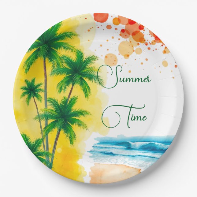 Custom Summer Party design Paper Plates (Front)