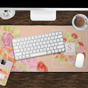 Custom Summer Pastel Watercolor Art Floral Pattern Desk Mat