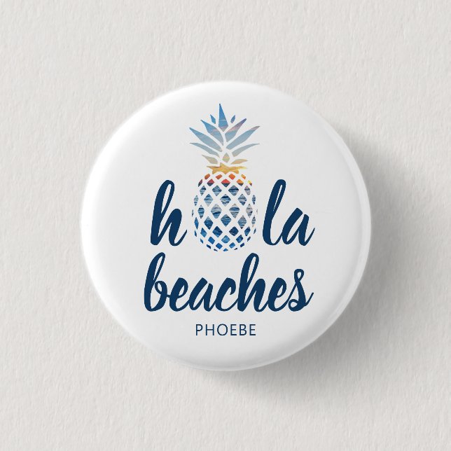 Custom Summer Pineapple Seaside Vacation Button (Front)