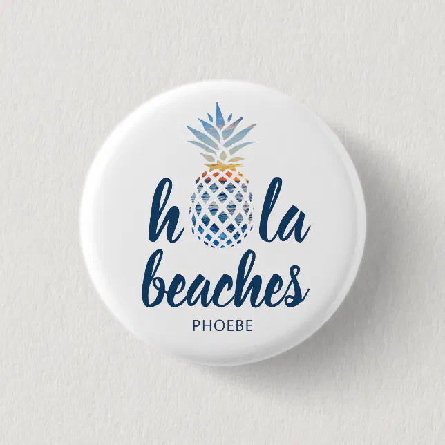 Custom Summer Pineapple Seaside Vacation Button | Zazzle