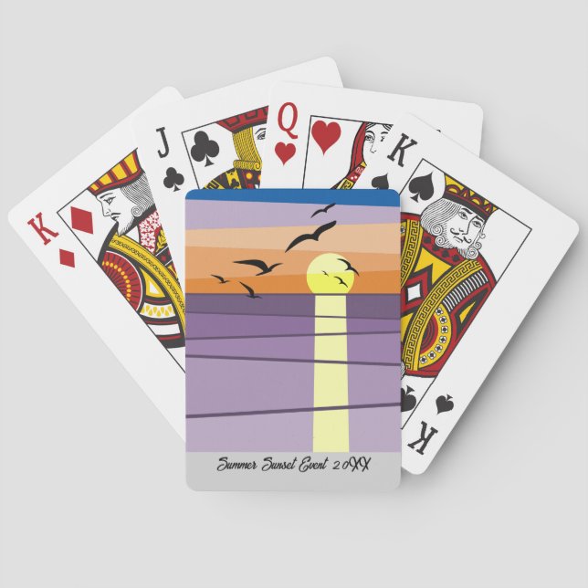 Custom Summer Sunset Event Poker Cards (Back)