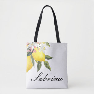 CUSTOM SUMMER TOTE BACK WITH LEMONS BAG