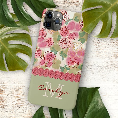 Custom Summer Watercolor Rose Flowers Art Pattern iPhone 11 Pro Max Case