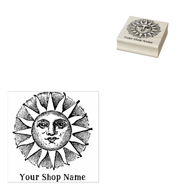 Custom Sun Burst Rustic Small Business Rubber Stamp (Stamped)