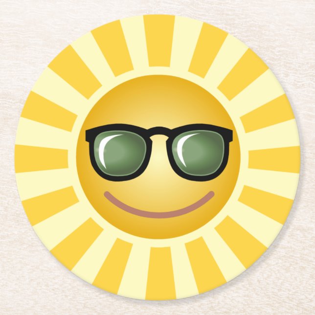 Custom Sun Round Paper Coaster (Front)