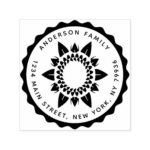Custom Sunflower Create Your Own Family Name Self_inking Stamp