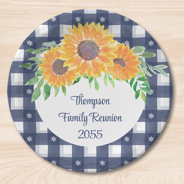 Custom Sunflower Family Reunion Paper Plates (Creator Uploaded)