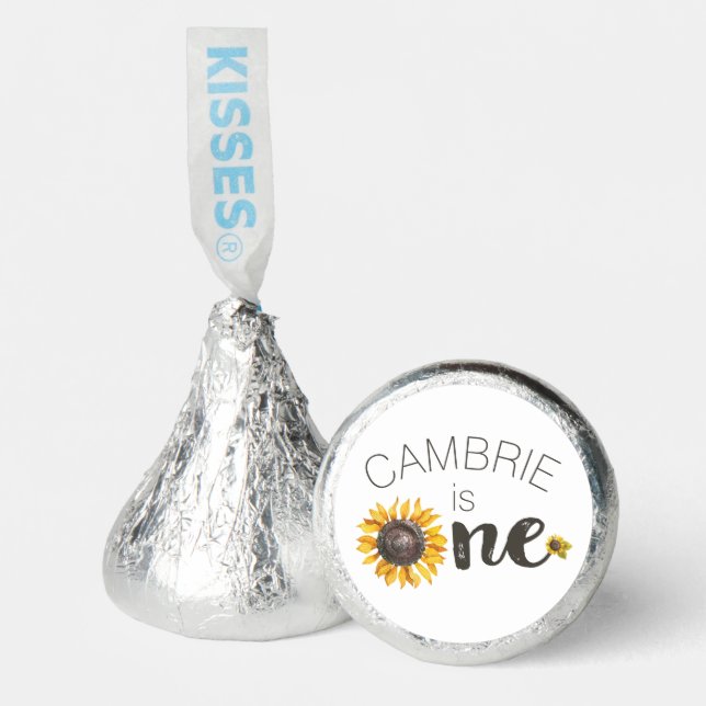 Custom Sunflower First Birthday Hershey®'s Kisses® (Front)