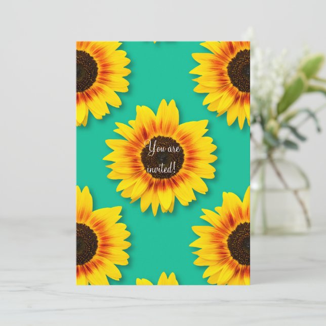 Custom Sunflower Floral Paper Party  Invitation (Standing Front)