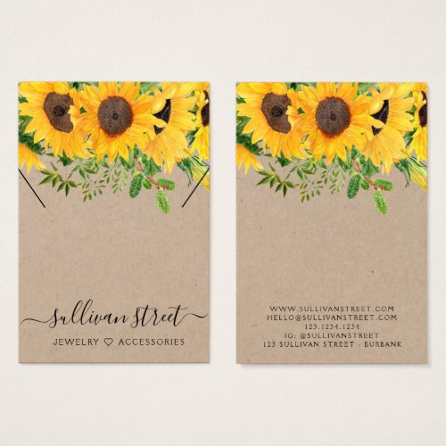 Custom Sunflower Kraft Necklace Display Card