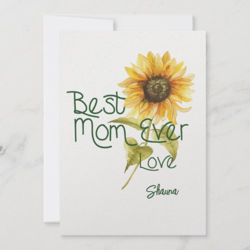 Custom Sunflower Mothers Day Card _ Best Mom Ever