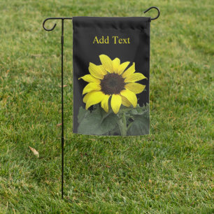 Custom Sunflower on Black Garden Flag