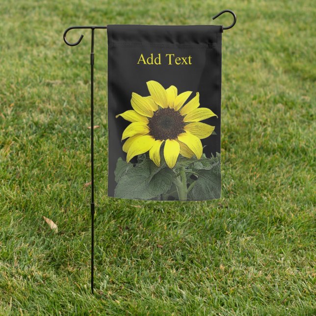 Custom Sunflower on Black Garden Flag (In SItu)
