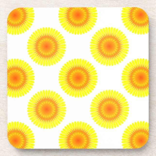 Custom Sunflower Pattern Beverage Coaster (Front)