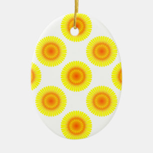 Custom Sunflower Pattern Ceramic Ornament