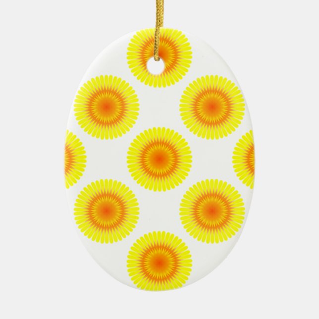 Custom Sunflower Pattern Ceramic Ornament (Front)