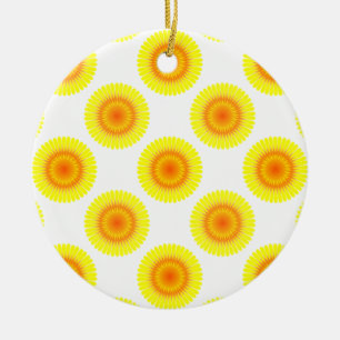 Custom Sunflower Pattern Ceramic Ornament