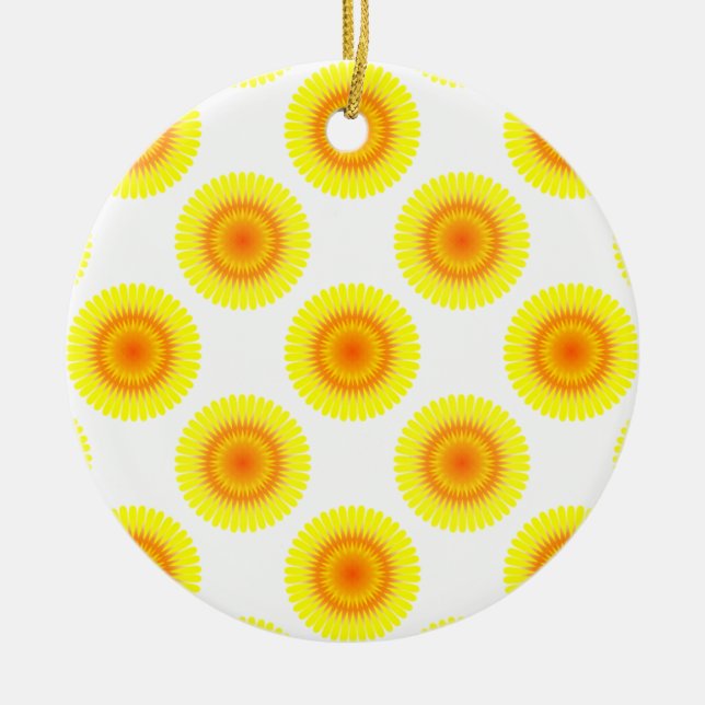 Custom Sunflower Pattern Ceramic Ornament (Front)