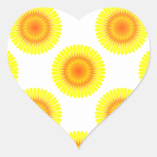 Custom Sunflower Pattern Heart Sticker