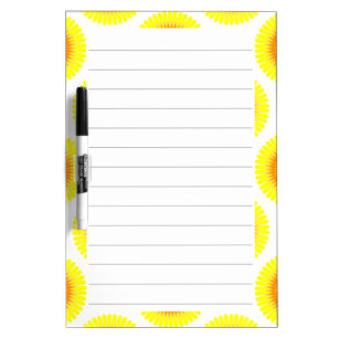Custom Sunflower Pattern Lined Dry Erase Board