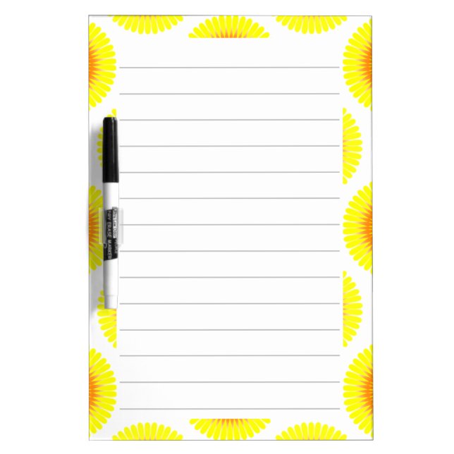 Custom Sunflower Pattern Lined Dry Erase Board (Front)
